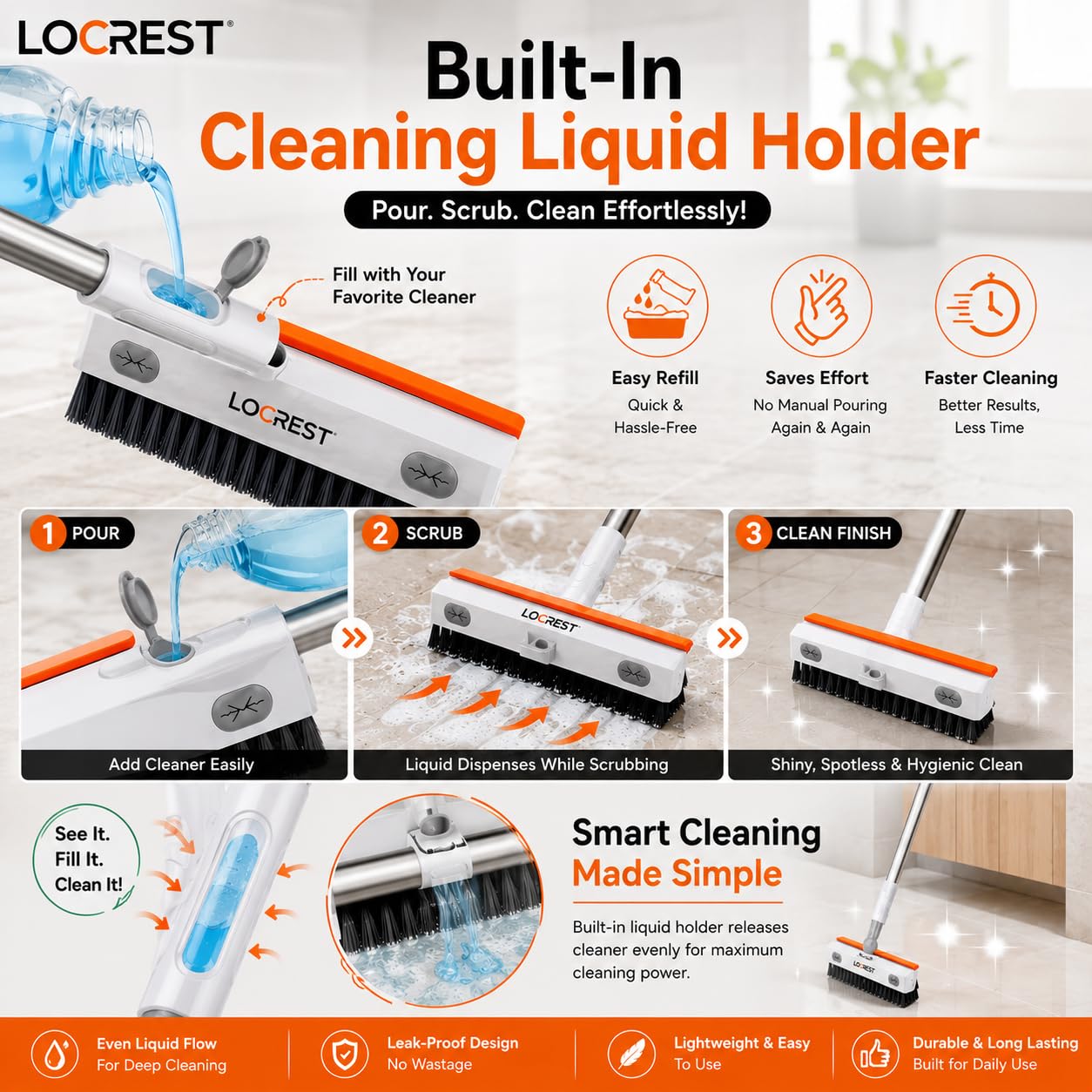 Bathroom & Floor Brush with Wiper - FREE SHIPPING -2