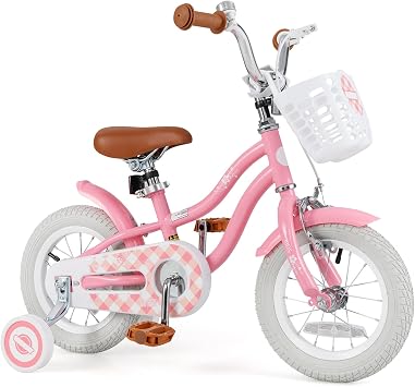 BABY JOY Kids Bike، 12 14 16 18 20 Inch Boys Girls Bike w/مقعد قابل للتعديل، سلة قابلة للإزالة، فرملة اليد وفرامل كوستر، عجلات تدريب أو مسند، دراجة أطفال بألوان متعددة