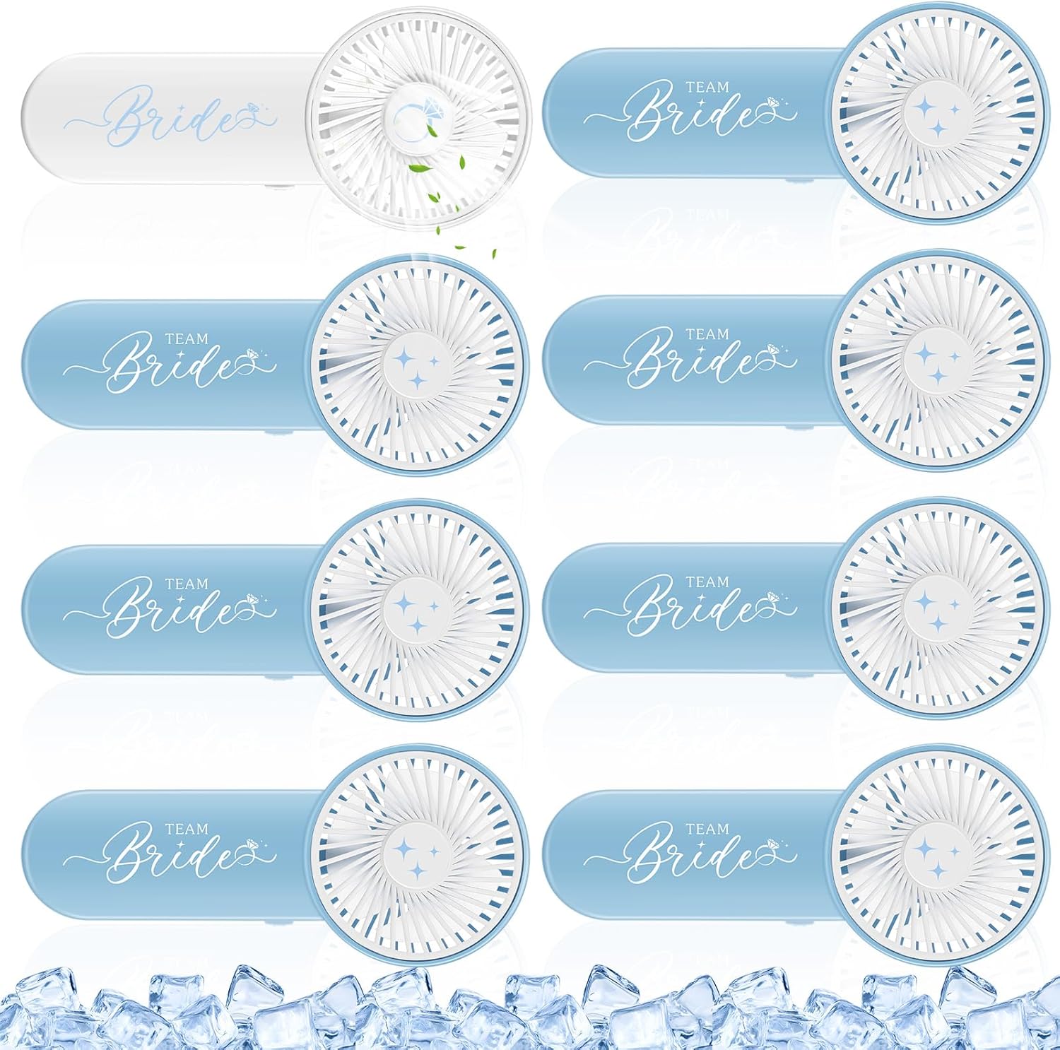 8 Pcs Bachelorette Party Favors Mini Bridesmaid Gifts Blue Fan Portable Handheld Proposal Fan Battery Operated Fans with Box for Bachelorette Party Supplies Women Wedding Decor