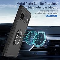Vista 4 de Funda para Google Pixel 6 Pro con armadura atril anillo magnético resistente de grado militar a prueba de golpes para Pixel 6 Pro Phone Case (negro)