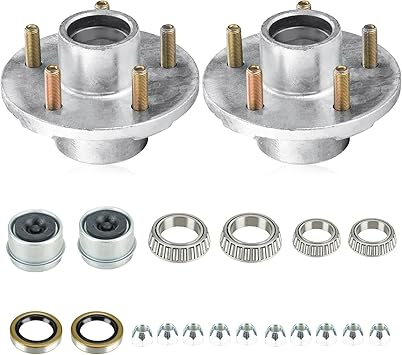Aeagle 2 Sets 5 on 4.5" Bolt Circle Hot-Galvanized Idler Hub Kits for 3,500lbs Boat Trailer 1-1/16 to 1-3/8 Tapered Axle, Inner & Outer Cone Bearings