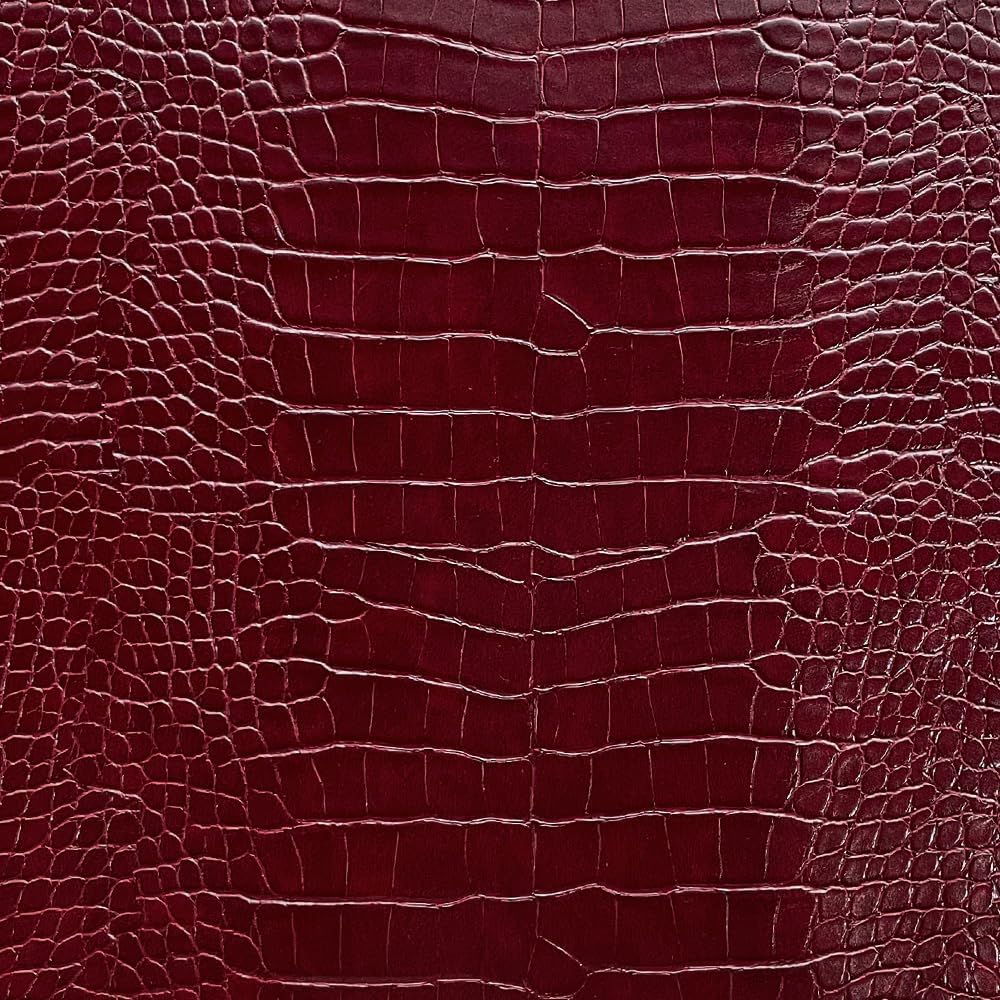 12" x 53" Glossy Embossed Crocodile Texture Faux Leather Roll Synthetic Leather Crafts Fabric for Wallets Keychains Handbags Making Sewing Crafts Material (Red-Brown)