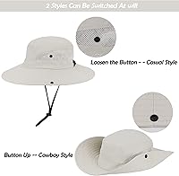 Vista 11 de Sombrero de pesca de playa de ala ancha para mujer, con protección UV, plegable, con agujero para cola de caballo