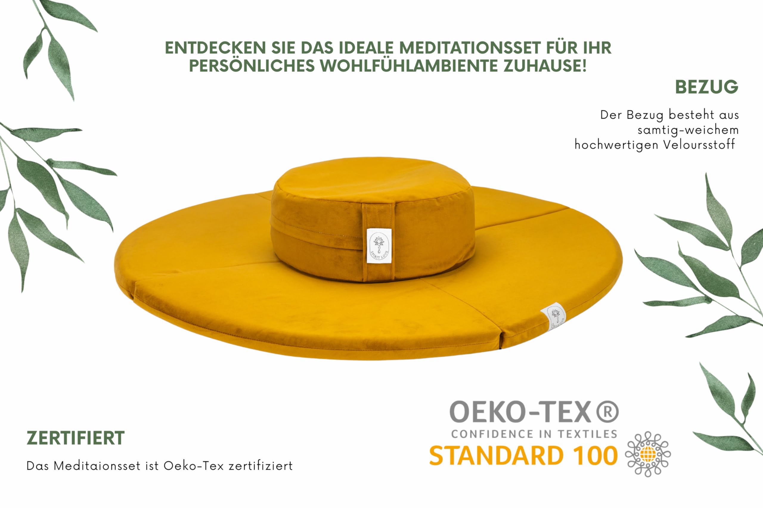 Meditationsset Zafu und Zabuton- faltbar Meditationsmatte Set- Velour Meditatioskissen weicher Stoff- bessere Unterstützung- waschbarer Bezug- langlebige Füllung- Ideal für Yoga- Anfänger und Profis