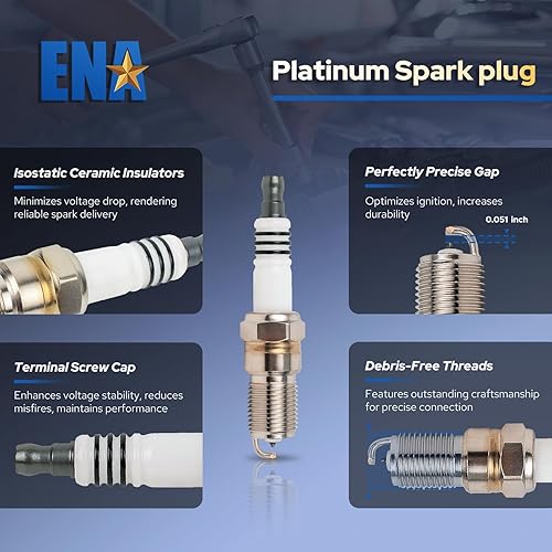 Miniatura 6 de ENA Juego de 8 bobinas de encendido amarillas y bujía de platino compatibles con Lincoln Mercury Ford F150 E150 E250 Expedition Explorer Crown