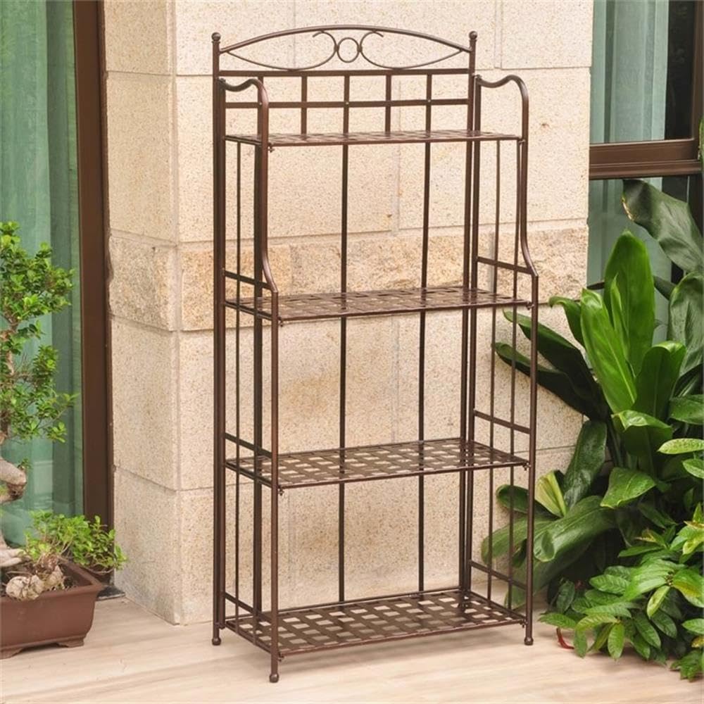 Pemberly Row 4 Tier Iron Bakers Rack in Bronze