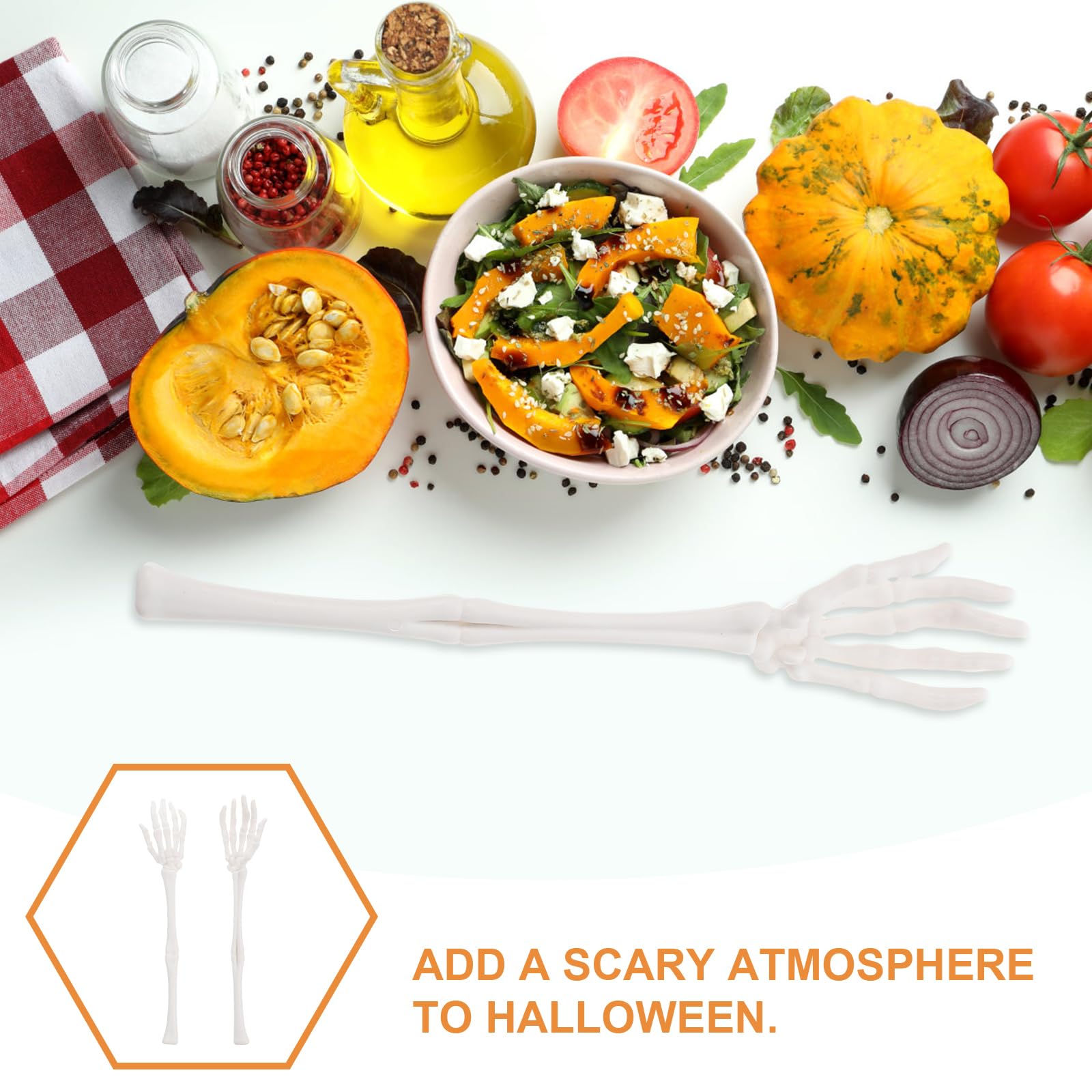 Gadpiparty 1 Paar Halloween Skelett-Salatzange Mit Realistischer Skeletthand Für Party-Deko Und Spukhaus Requisiten 12.6X2.6X1.2 Zoll