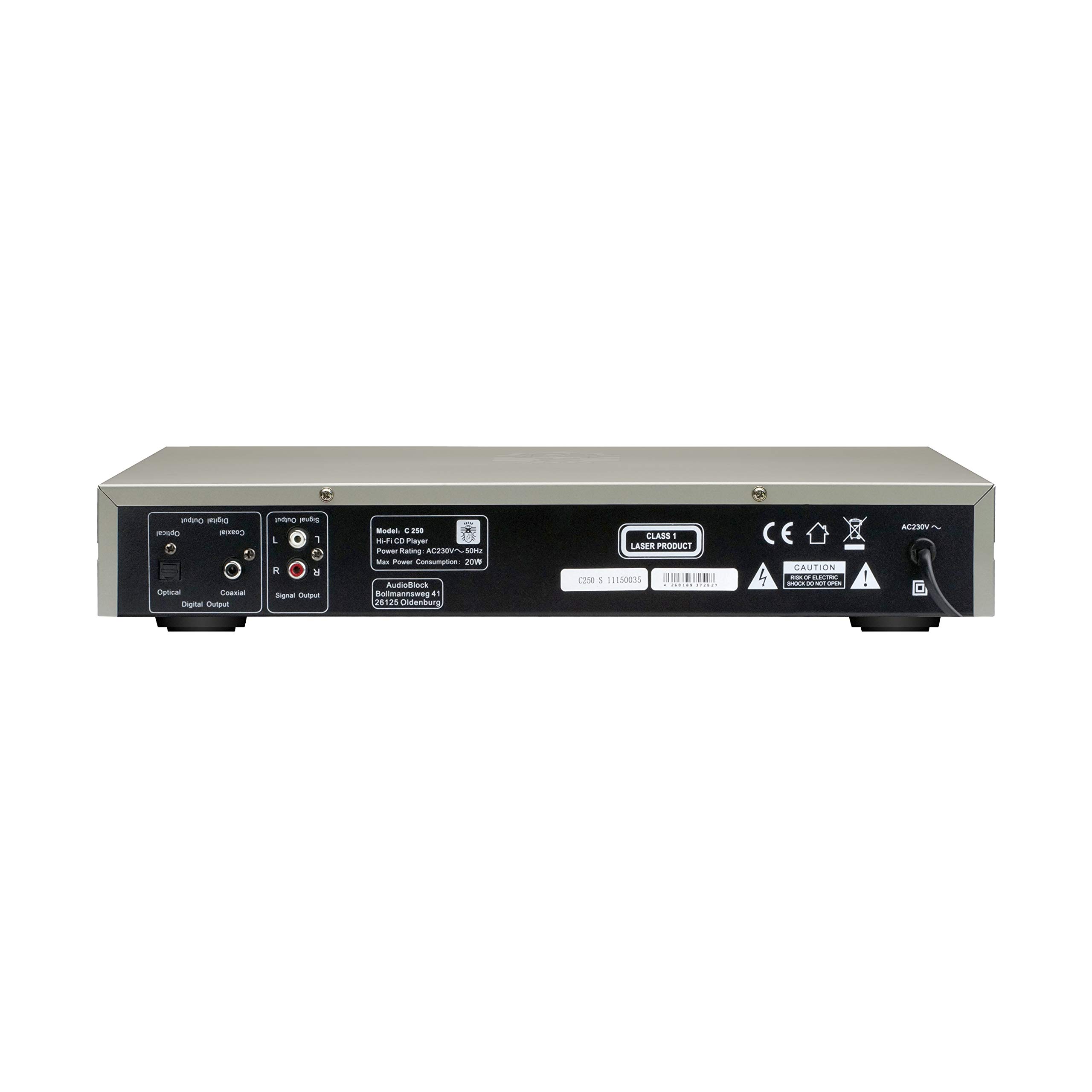BLOCK C-250 Lettore CD compatibile con HDCD, CD-R, CD-RW, Mp3, Silver