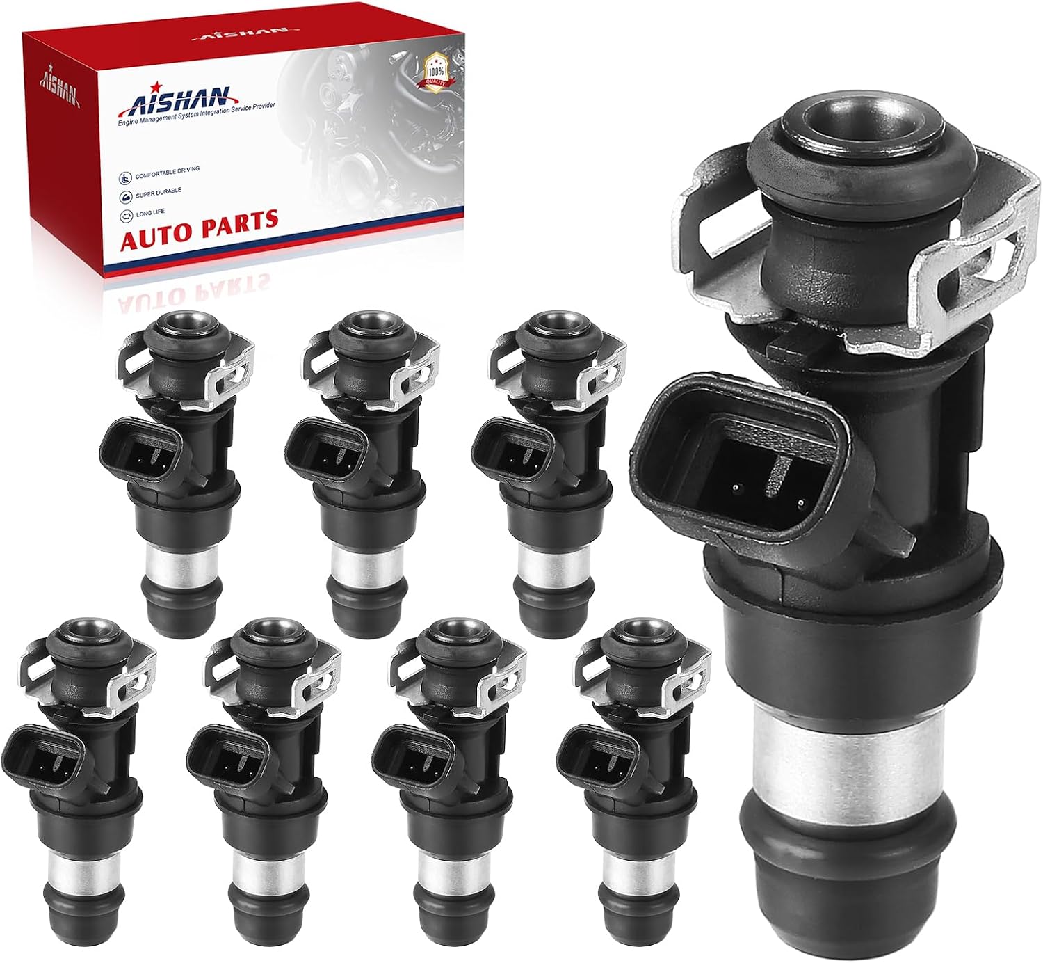 8PCS Fuel Injectors 2 Holes Compatible with Buick Rainier Cadillac Escalade Tahoe Avalanche Express Silverado 1500 Suburban GMC Sierra 1500 Yukon Savana Isuzu Replace# 25317628 17113553
