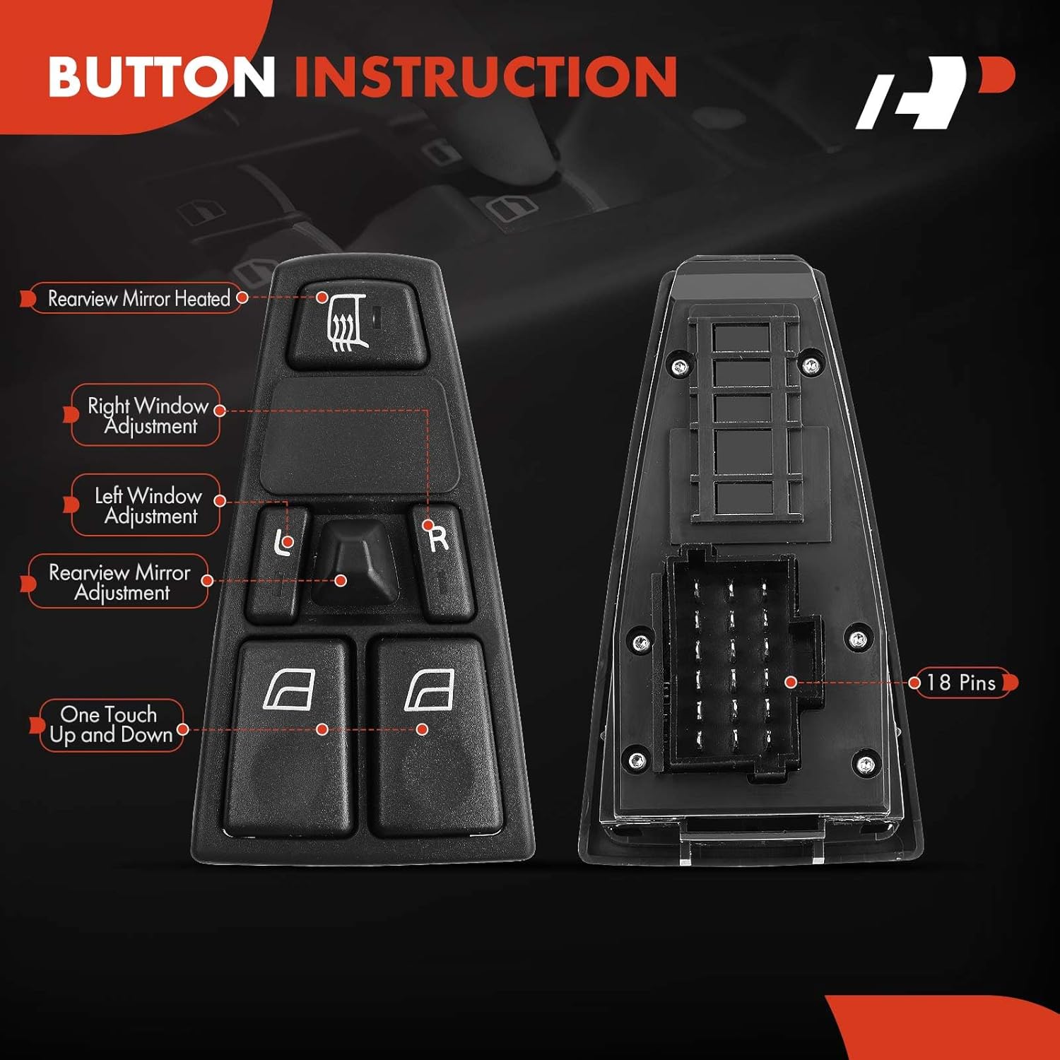 A-Premium Master Power Window Switch Compatible with Volvo Truck FH12, Front Left Driver Side, Replace# 20752917