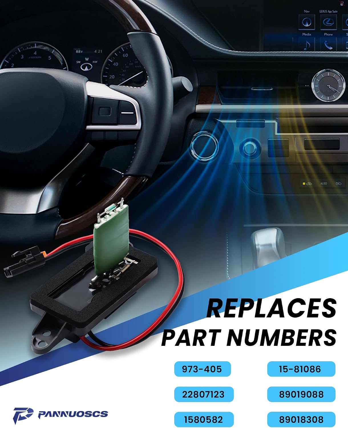PANNUOSCS HVAC Blower Motor Resistor with Harness Compatible with 2003-2007 Chevy Silverado Avalanche Suburban Tahoe GMC Sierra Yukon 89019088(Double Holes Mounting Flange on Each Side)