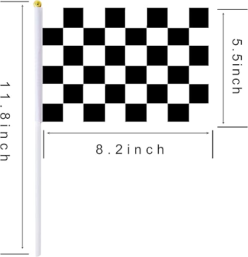 Miniatura 2 de Banderín de bandera a cuadros de carreras, paquete de 50, blanco y negro, decoraciones para fiestas de autos de carreras y eventos deportivos