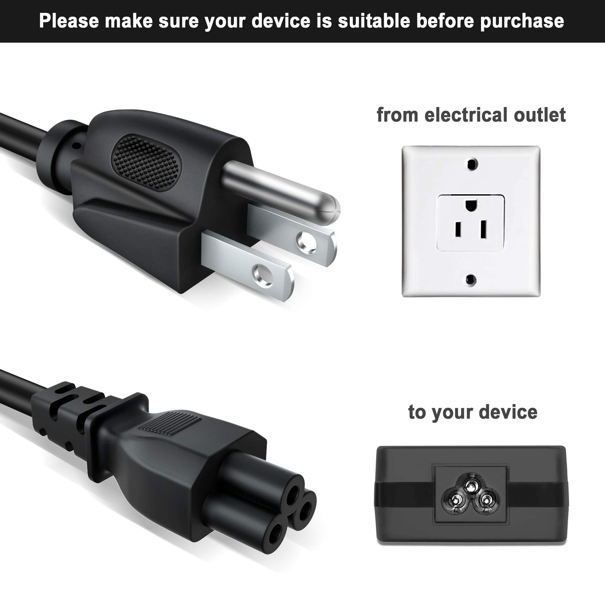 PK Power 6ft UL Listed 3 Prong AC Power Cord Outlet Socket Cab