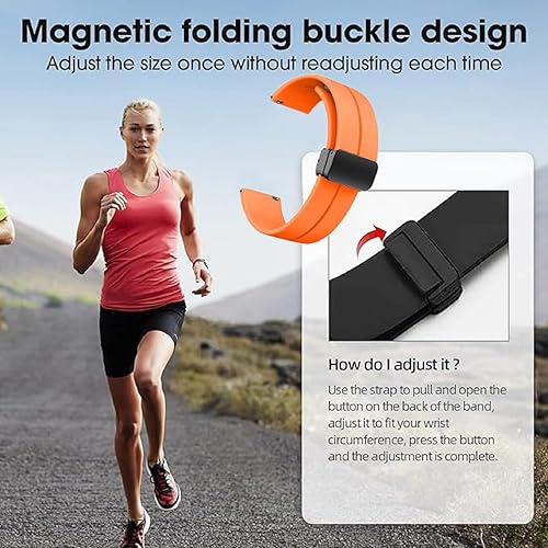 Miniatura 3 de Correas de silicona universales de 0.748 in, 0.787 in y 0.866 in, correas de reloj deportivo de liberación rápida con hebilla plegable magnética