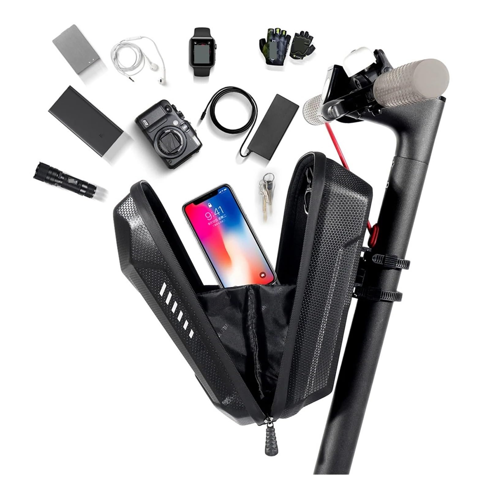 Bolsa for patinete eléctrico, reflectante, impermeable, de carcasa dura de EVA, for colgar en el manillar, 5L, Compatible con M365 Kugoo M4 E-Scooter