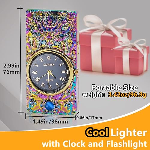 Miniatura 5 de Faro de reloj, encendedor eléctrico, encendedor de plasma de doble arco, encendedor USB recargable con pantalla de batería, encendedor fresco con