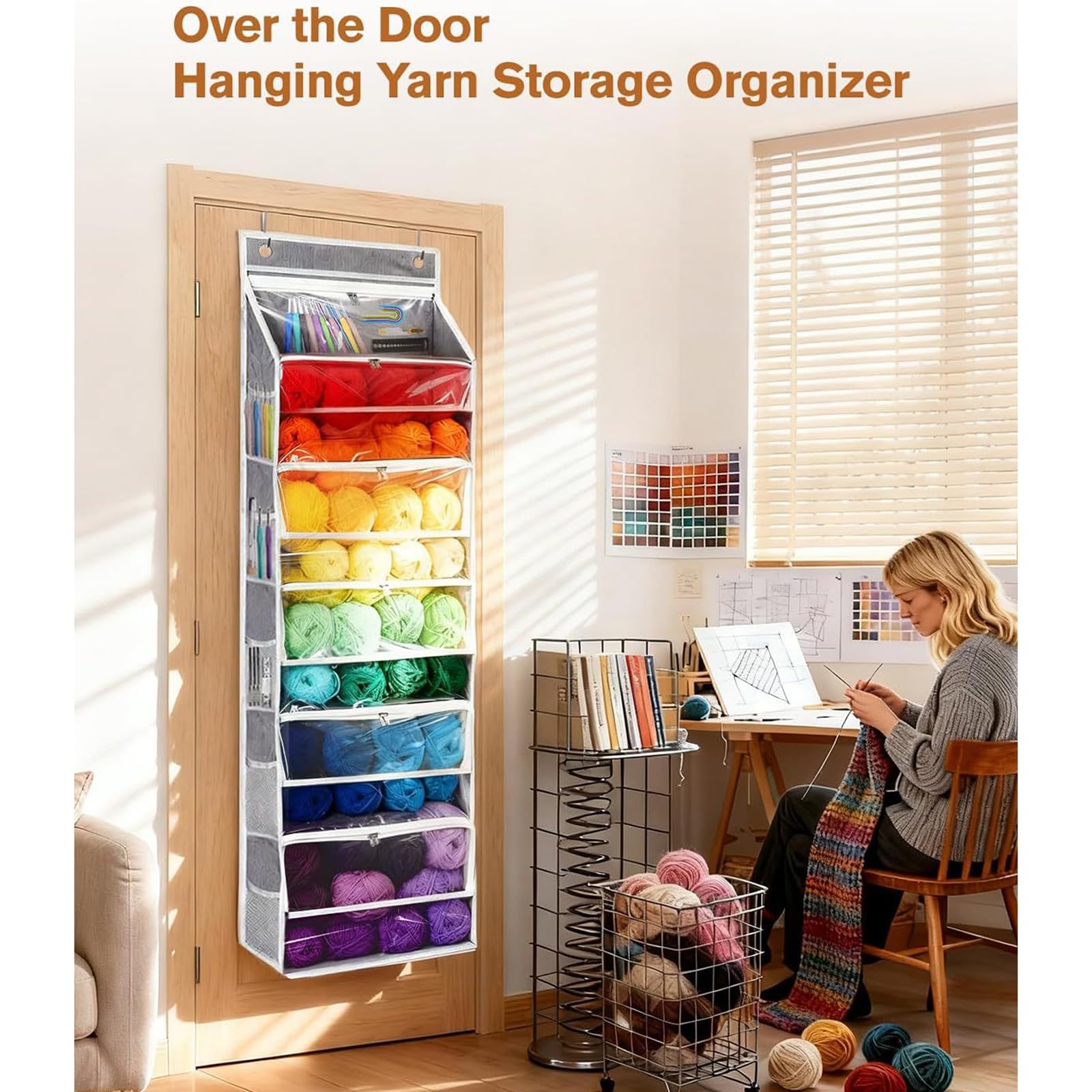Generisch Platzsparende Hängeschrank Organizer aus 600D Stoff, Gray | Viel Platz für verschiedene Gegenstände mit verstärkter Struktur aus Oxford Materialien und mehreren Fächern