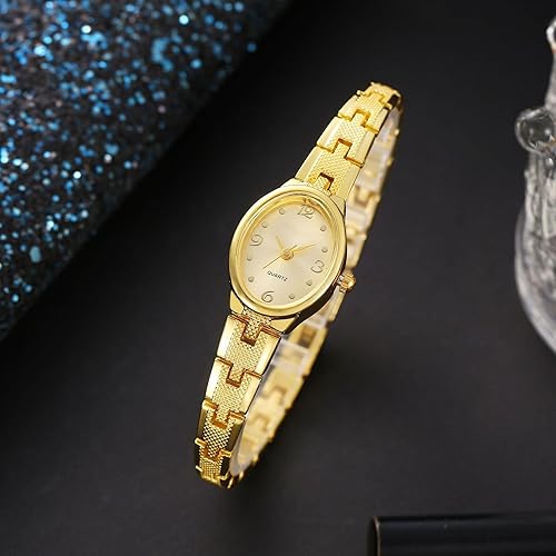 Miniatura 3 de Relojes de lujo para mujer con pequeña pulsera vintage elegante esfera ovalada reloj de cuarzo de moda