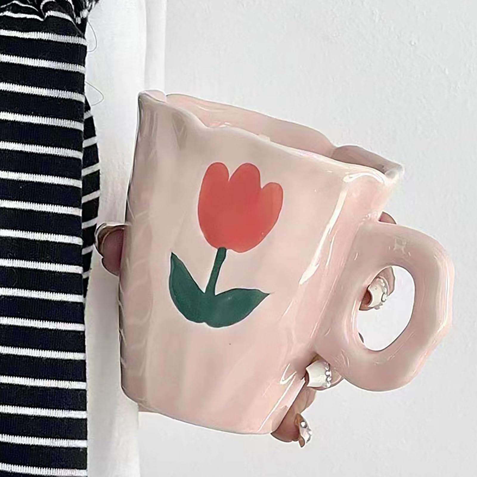 Soulnioi Ceramic Coffee Mug, Cute Cappuccino Cup with Handle - Image 3