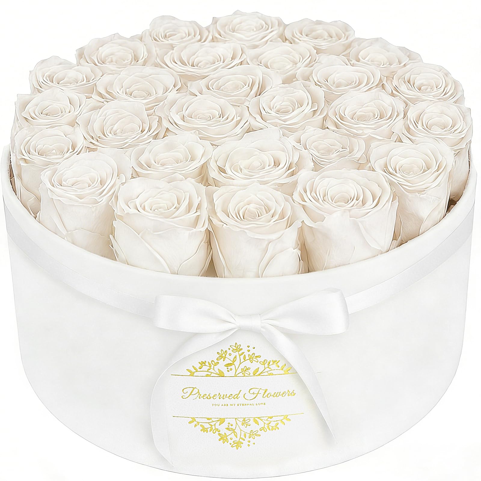 Photo 1 of 17 Forever Flowers in a Luxury Suede Box, Preserved Roses Birthday Gifts for Women, Romantic Anniversary Valentines Day Gift for Her Girlfriend Wife, White
