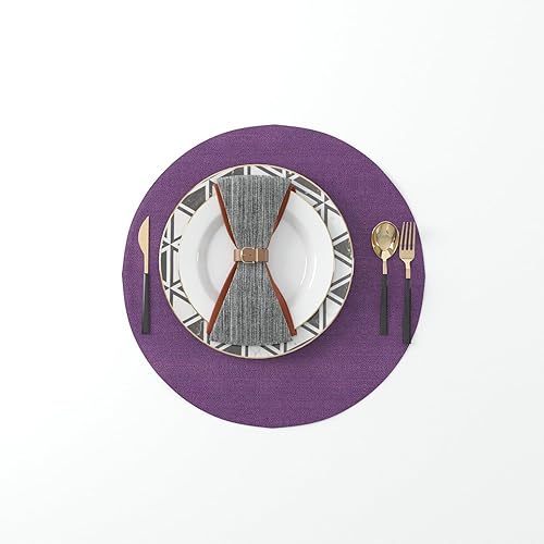 Miniatura 52 de Juego de 4 manteles individuales de lino suave hechos a mano resistentes al calor, manteles individuales para mesa de comedor, manteles individuales