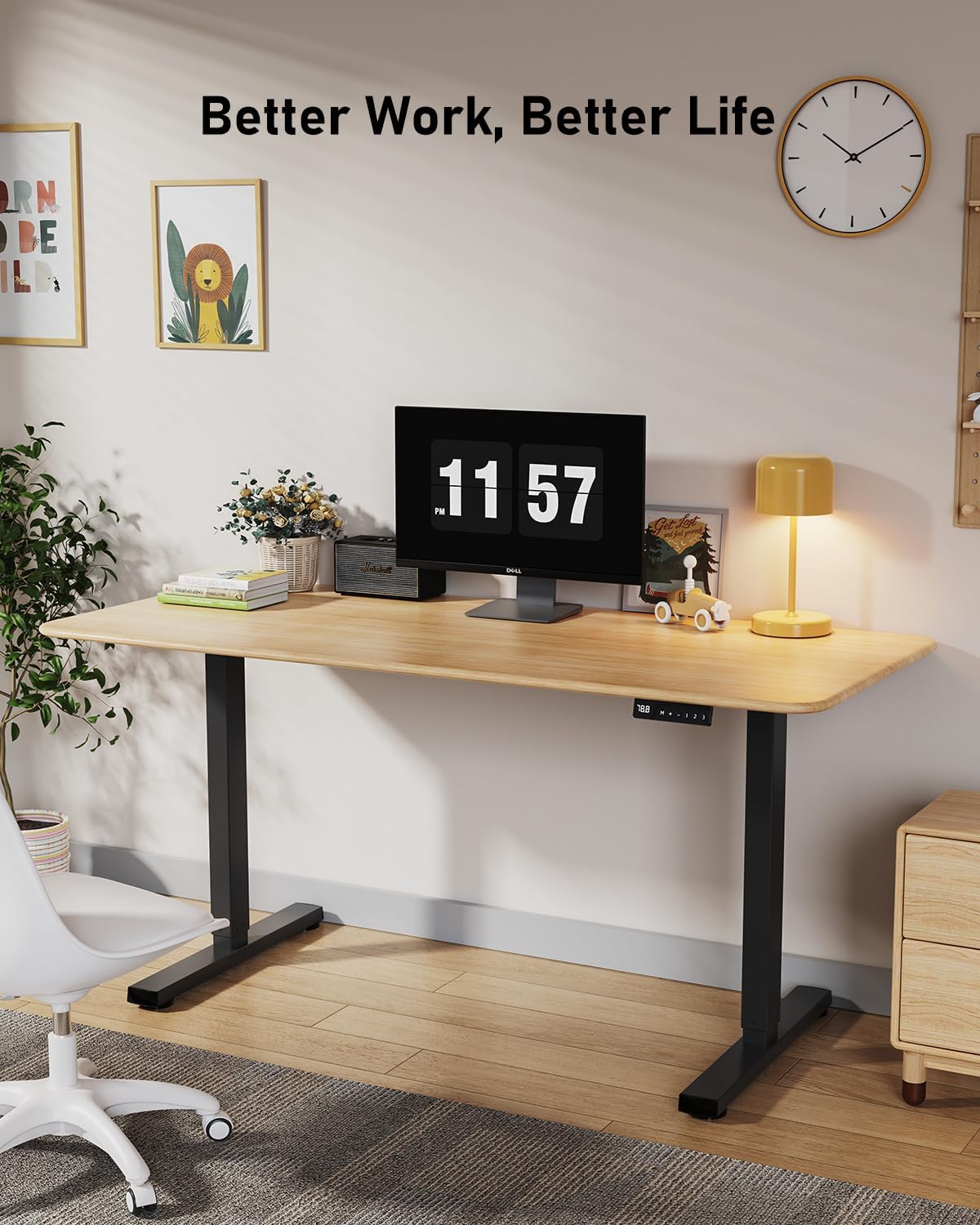 264 lbs Capacity Dual Motor Electric Standing Desk Frame, Height Adjustable Sit Stand up Desk Legs for 39.4” to 74.8” Desktop, Anti-Collision Function, Cable Tray, 2 Hooks, Black Frame Only