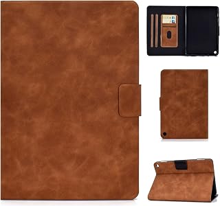 Fall For Kindle Fire HD 10 Tablettväska, For eld Plus-fallet (11: e generationen, 2021 modellutlösning) Tablet Case Multi-Angle Viewing W Card Slot Auto Sleep/Wake Smart Cover(Kahverengi)