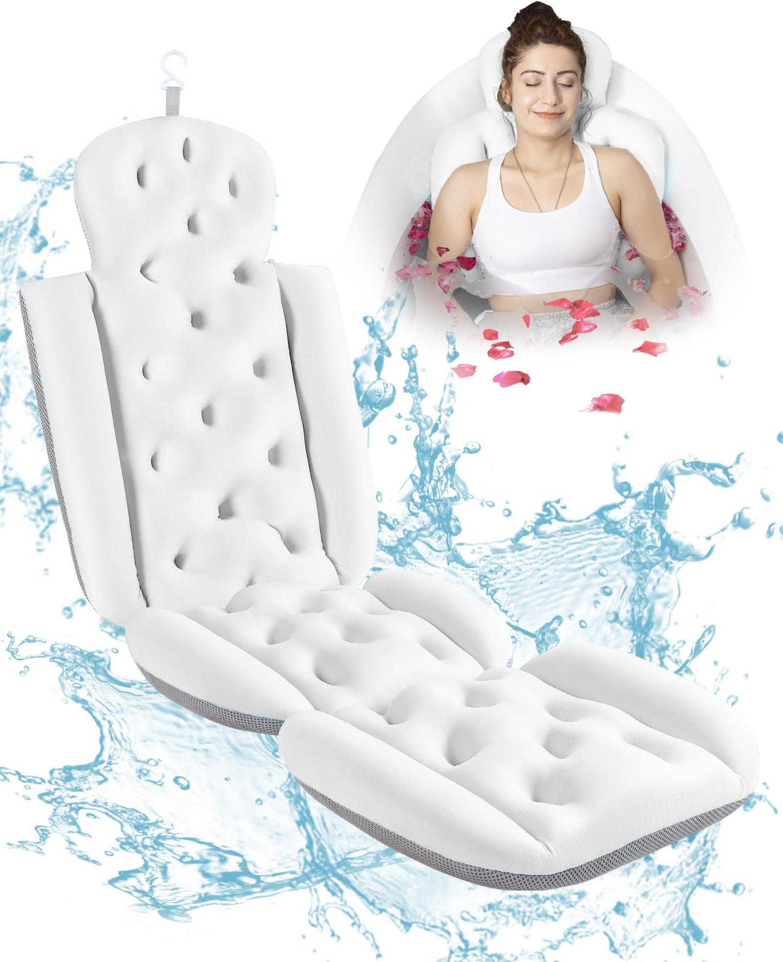 Amazon.com: Premium Bathtub Pillow with Storage Bag [10 Extra Large ...