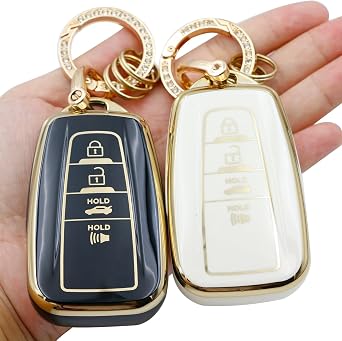 for Toyota Key Fob Cover for 2018-2022 Highlander RAV4 Camry C-HR Corolla Avalon Prius GT86 T-4BGold Quicksilver