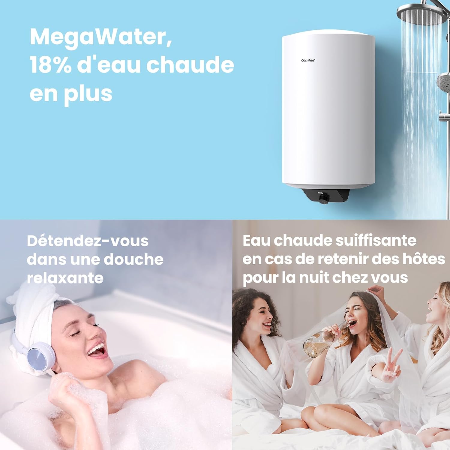 Installation facile du chauffe-eau sur mur ou plafond