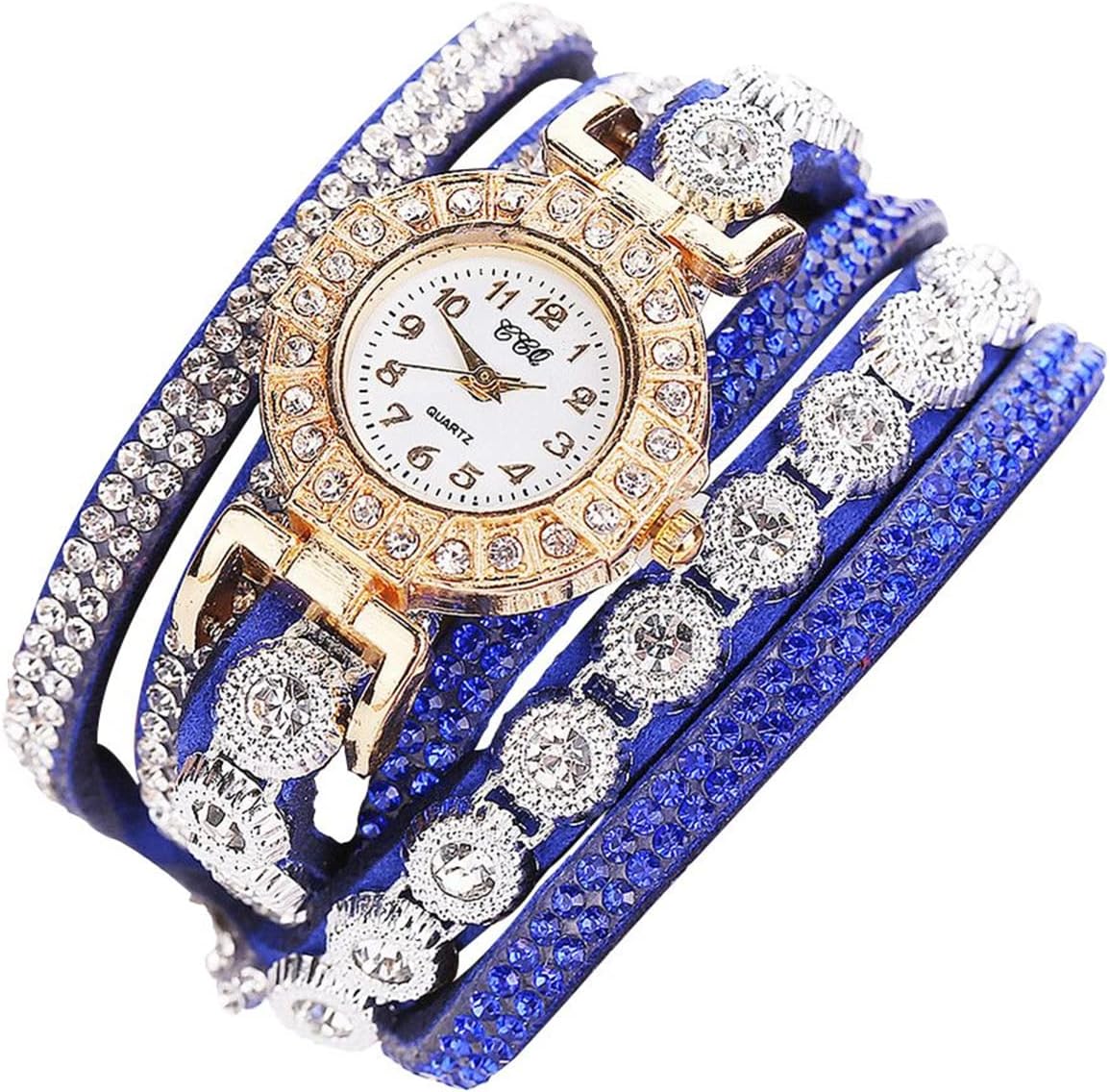 CdyBox Fashion Women Lady Analog Quartz Rhinestone Watch Bracelet Winding Wrap Wristwatches (4 Pack) - Image 2
