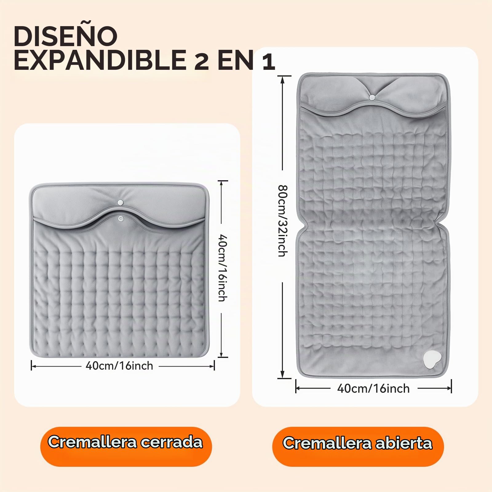 Qoosea Manta Eléctrica Pies con Cremallera - 6 Temperaturas, 4 Temporizadores, Seguridad - Lavable a Máquina para Hogar, Oficina, Pies Fríos y Artritis