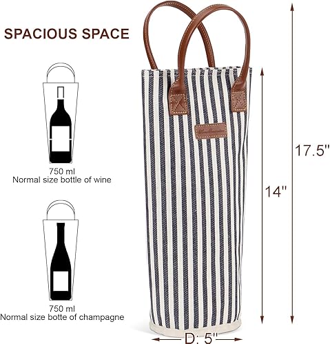 Miniatura 19 de ZORMY Bolsa de vino aislada para una sola botella, 1 botella de vino bolsa acolchada enfriador de vino perfecto para amantes del vino o regalo