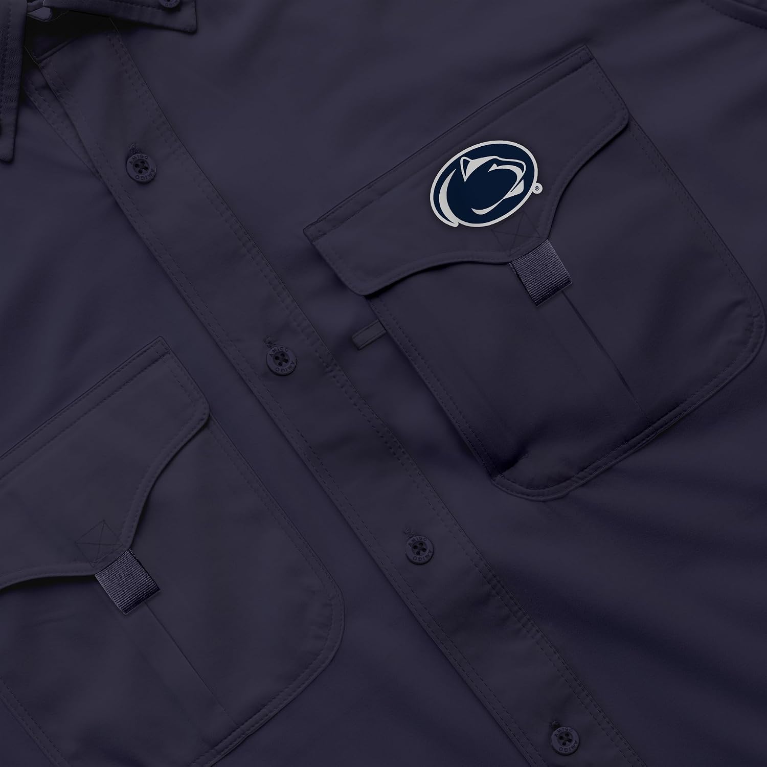 Amigo NCAA Mens Penn State Nittany Lions Licensed Solid El Campo Short Sleeve Button Up Field and Fish Shirt