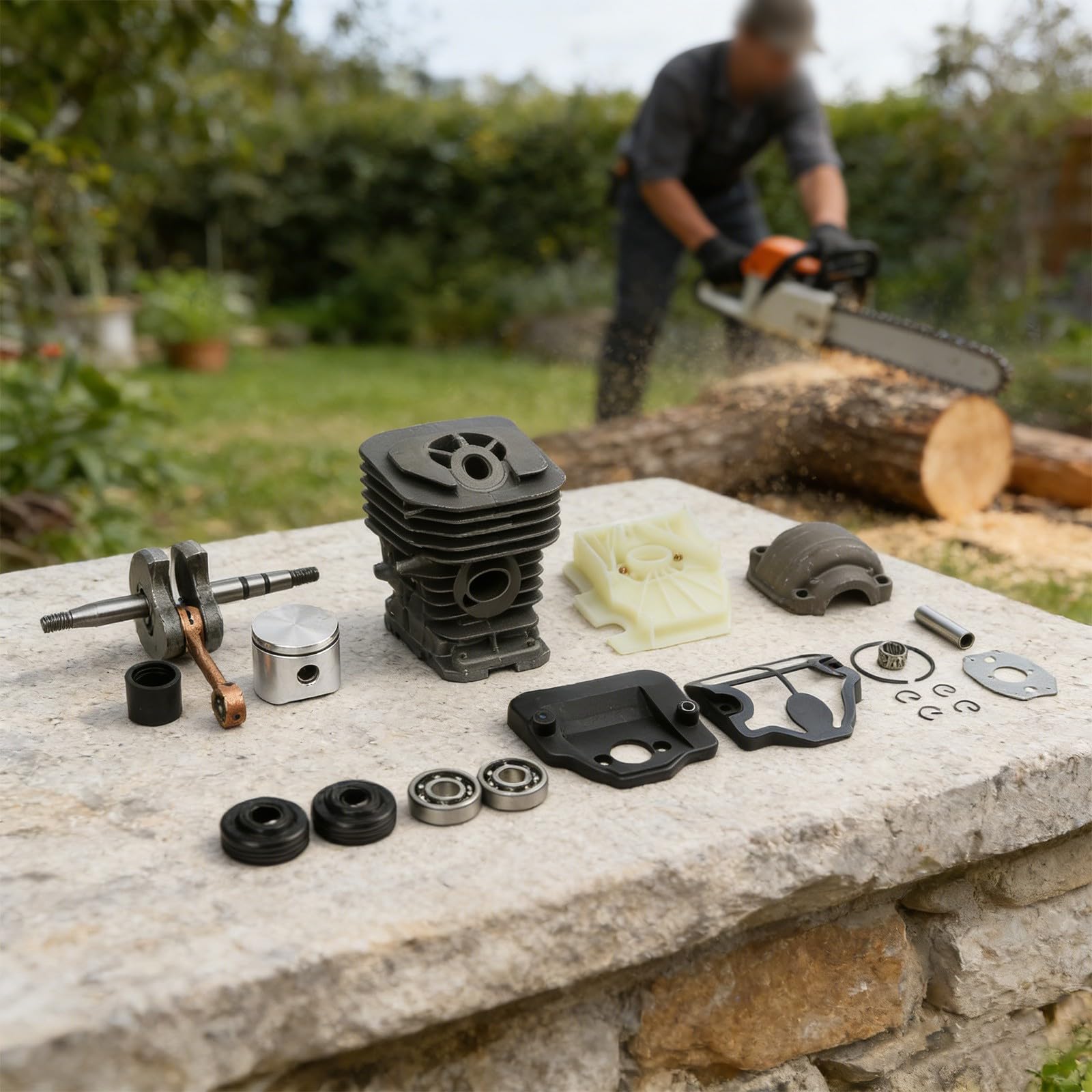 Kit de moteur de tronçonneuse avec vilebrequin, base cylindrique, pour 136 137 141 142, alésage de 38 mm, kit de reconstruction de 16 pièces avec piston, roulements, joints