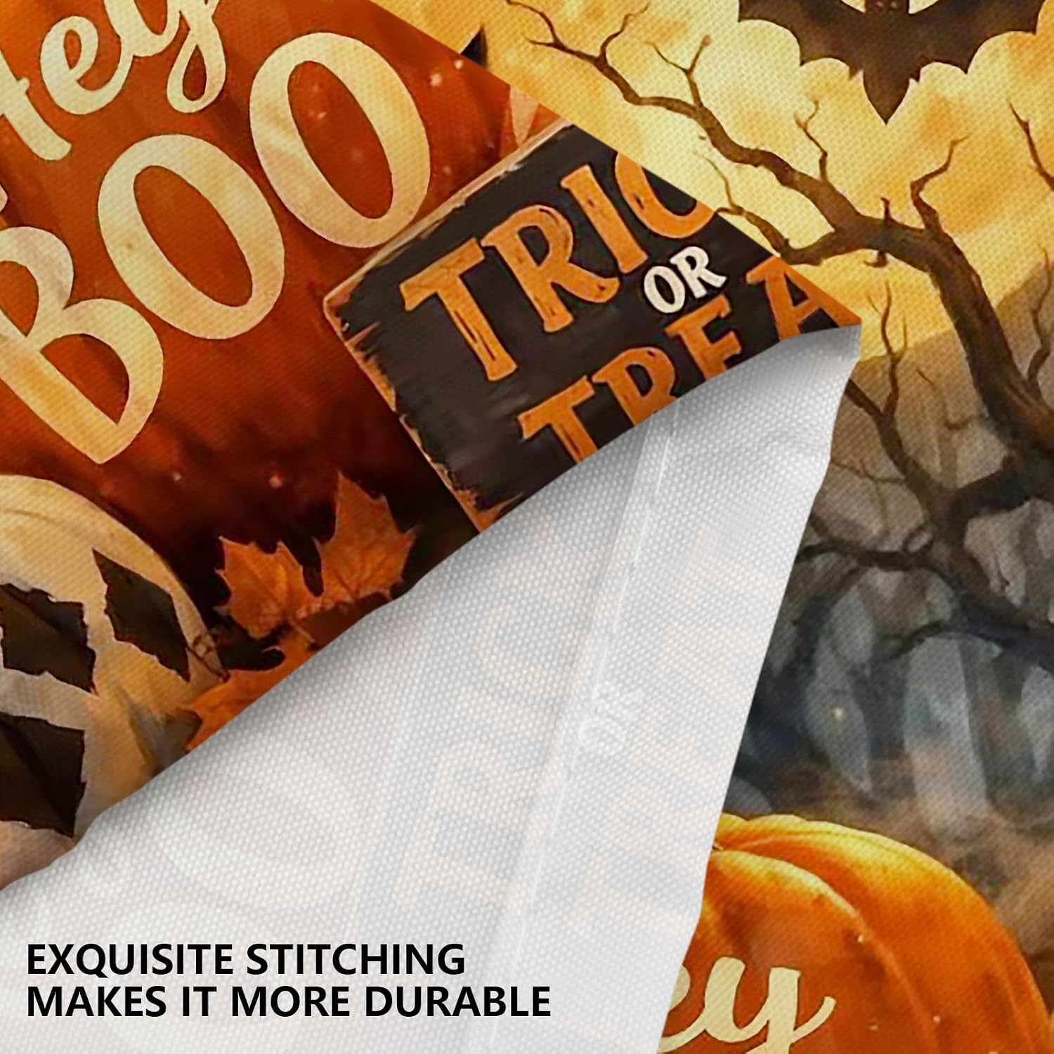 Boo Black Cat Pumpkins Halloween Shower Curtain, Trick Or Treat Shower Curtain Sets,Waterproof Fabric Curtain for Bathroom Decor with 12 Hooks,72 x 72 Inch