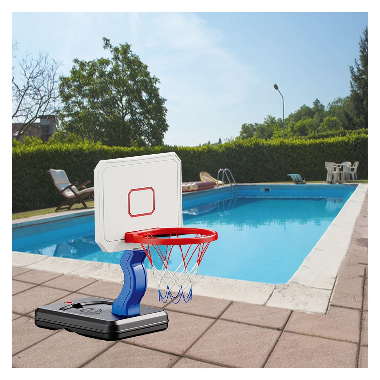 Canestro da piscina Robusto E Durevole Set Da Basket Per Piscina Regolabile In Altezza, Canestro Da Piscina Assemblato Con Base Robusta Per Il Divertimento Estivo Di Bambini/ Adolescenti E Adulti