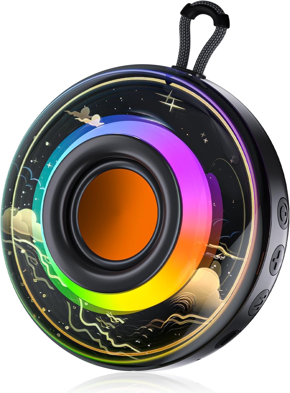 Portable Bluetooth Speaker, Shower Speaker with RGB Lights, HiFi Audio, IPX7 Waterproof, Bluetooth 5.4, Extended Playtime, TF Card Support, Wireless Speakers for Home, Party, Camping, Beach, Travel