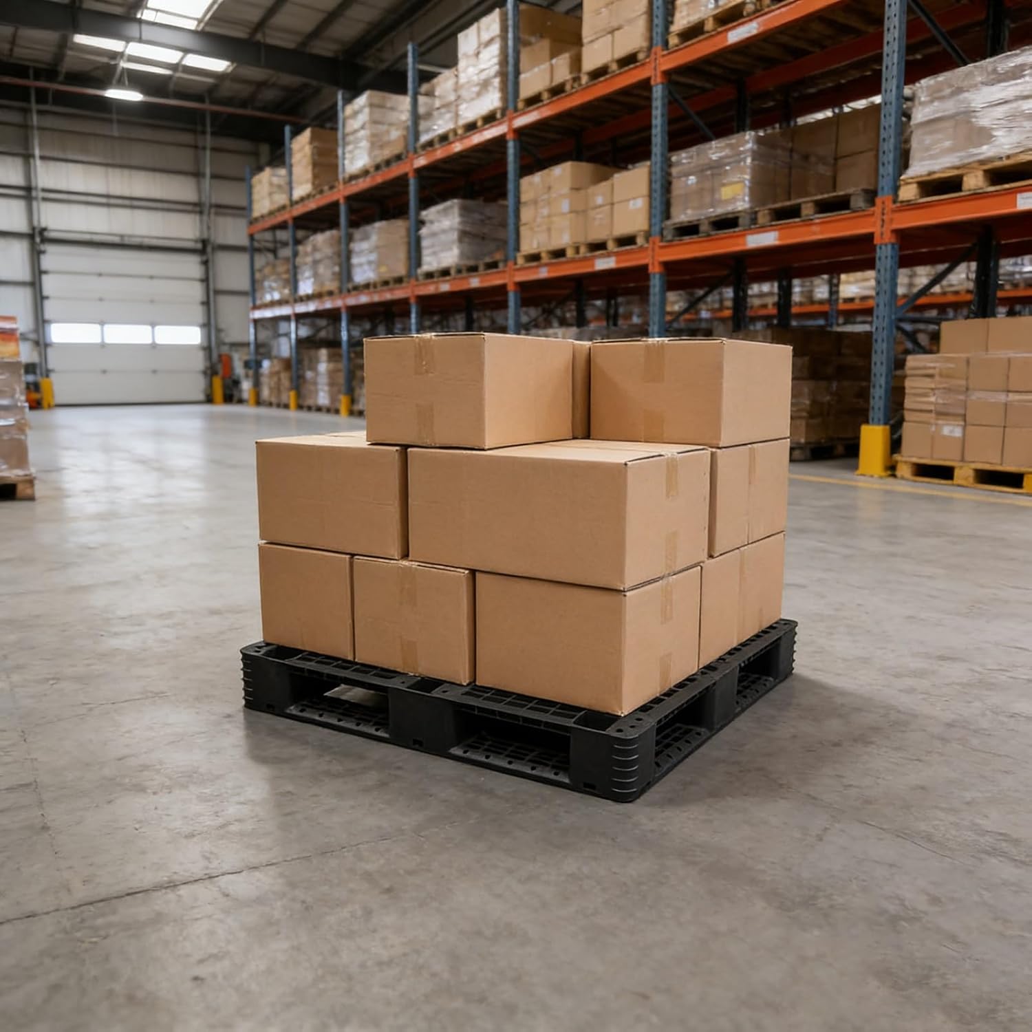 Lightweight Plastic Pallets, Nestable Shipping Pallet, High Warehouse Storage Platform for Kitchen Supermarket Garages, Easy to Clean(Black-1PC,100x100x12cm)