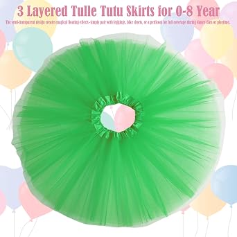 Girls Tutu Skirt 3 Layered Tulle Tutu Skirts for 0-8 Year, Birthday Dance Kids Halloween Costume Cosplay Party Supplies