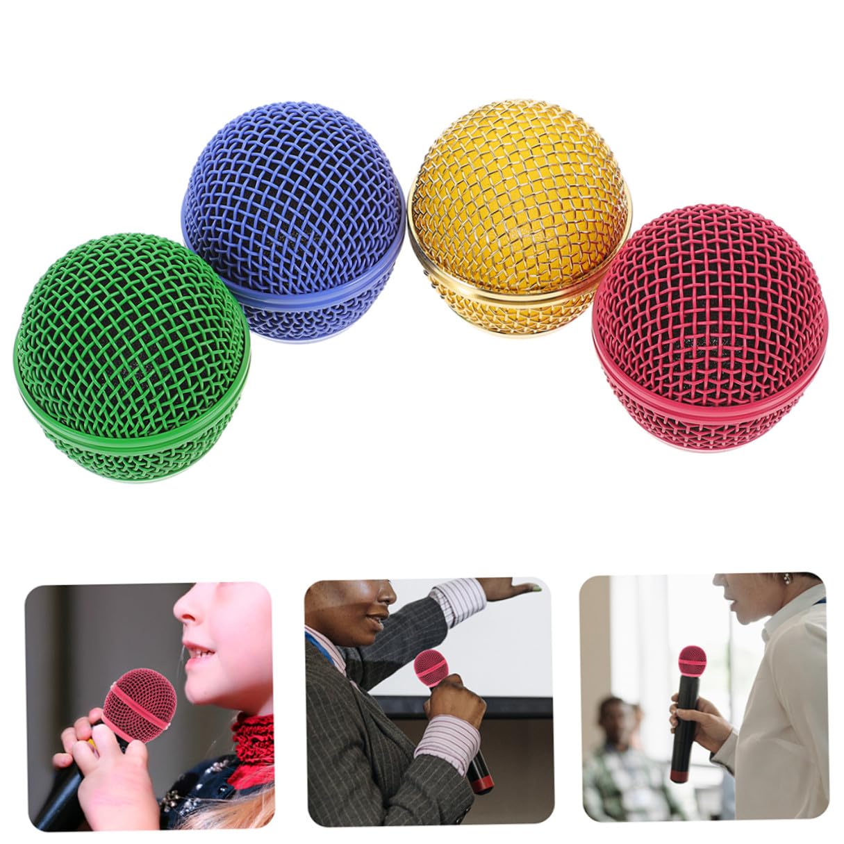 POPETPOP 8 piezas Rejilla Metálica para Micrófono Cabezal de Malla Compatible con Cubiertas Micrófono Coloridas Duraderas para Músicos y Podcasters