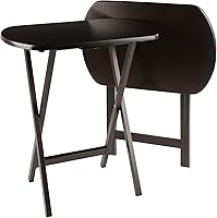 Winsome Cade Set of 2 Oversized Foldable Snack Tables, Coffee Finish, No Assembly, 25" Living Room TV Trays