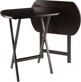 Winsome Cade Set of 2 Oversized Foldable Snack Tables, Coffee Finish, No Assembly, 25" Living Room TV Trays