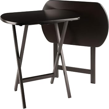 Winsome Corbett Set of 2 Oversized Foldable Snack Tables, Easy to Store Portable Fold Up Table Set for Kitchen, Living Room TV Dining, Crafts, Puzzles, Work From Home