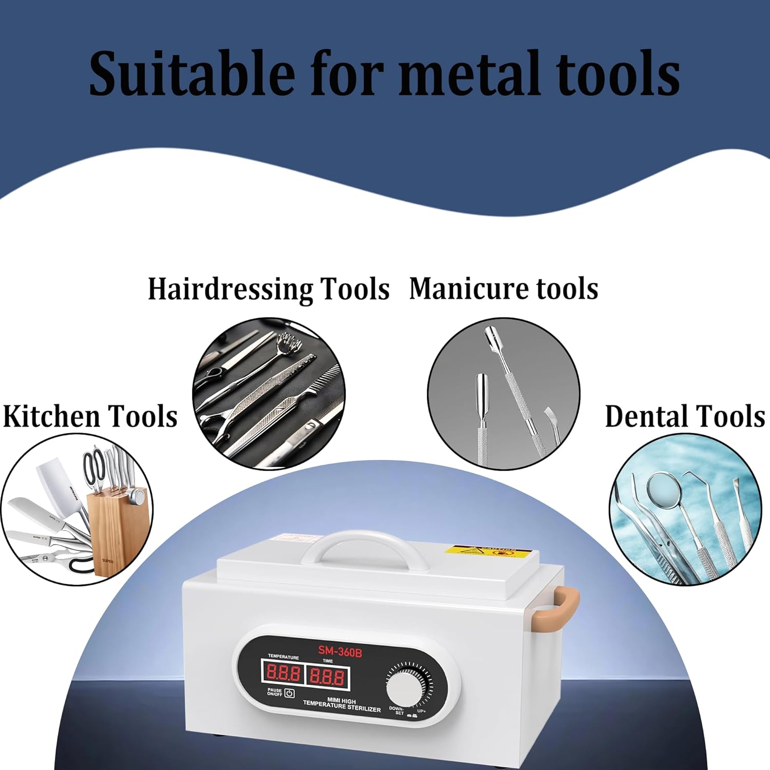 High-temperature sterilizer, 110V 300W, maximum temperature 230℃ (446℉), digital control, hair and nail tool dry heat sterilizer
