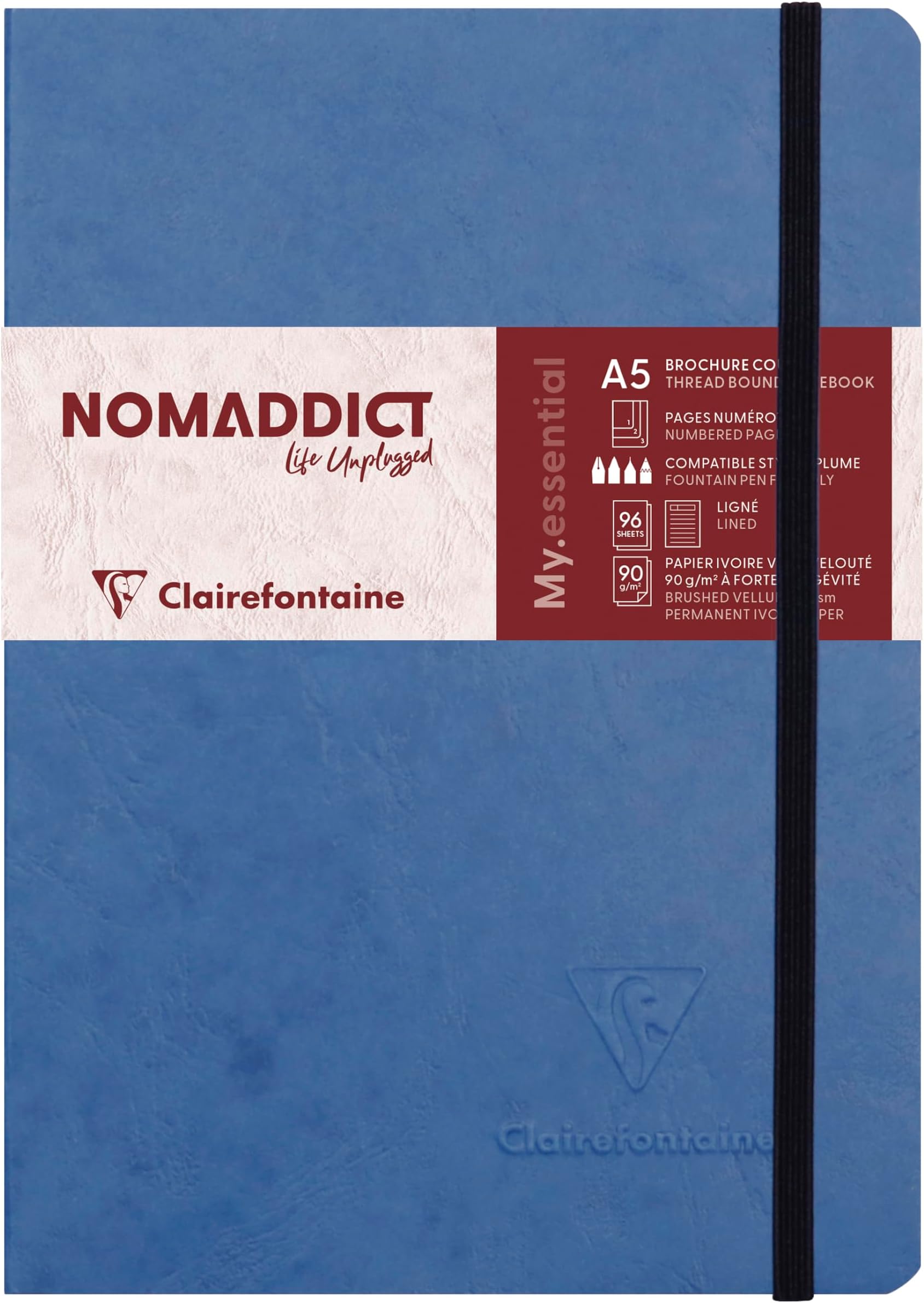 793464C A5 Age Bag Essentials Thread, Bound Notebook, Lined, 192 Pages, Blue
