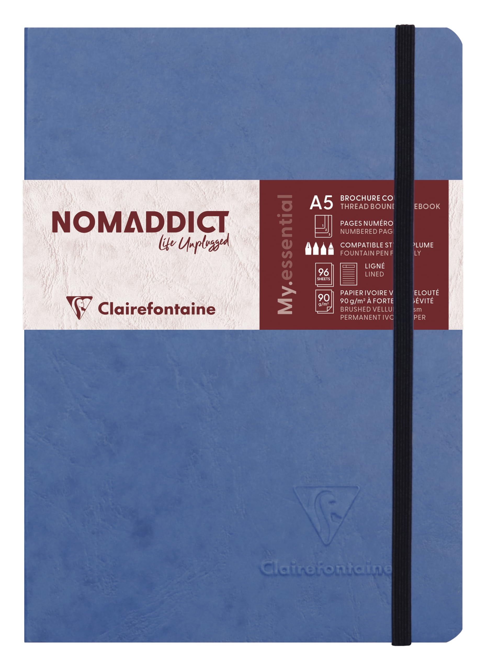 793464C A5 Age Bag Essentials Thread, Bound Notebook, Lined, 192 Pages, Blue