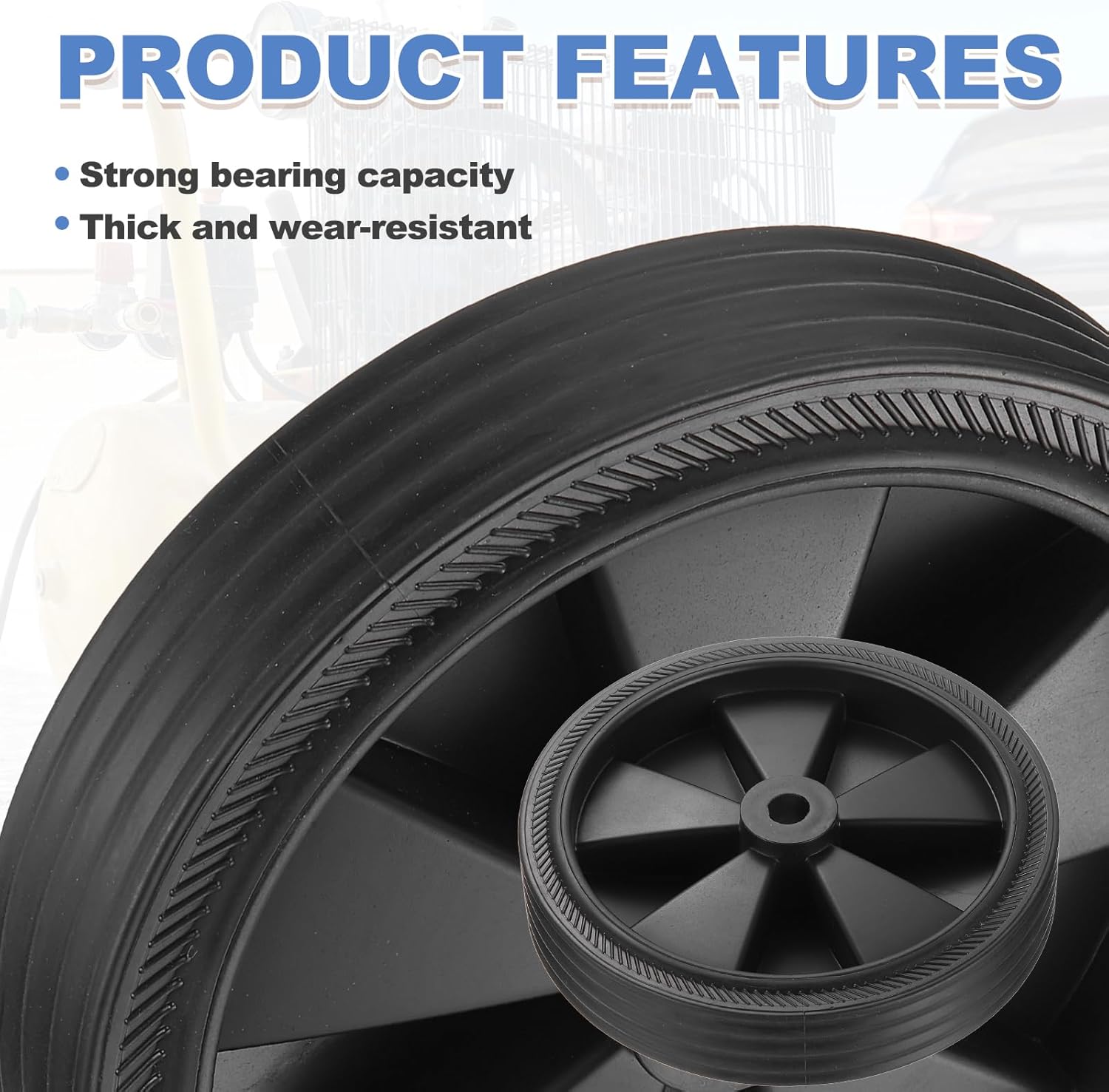 MECCANIXITY 6 Inch Air Compressor Wheels Replacement Universal Wheels for Most Air Compressors Increasing Maneuverability with 0.5" Dia Pack of 1,Black