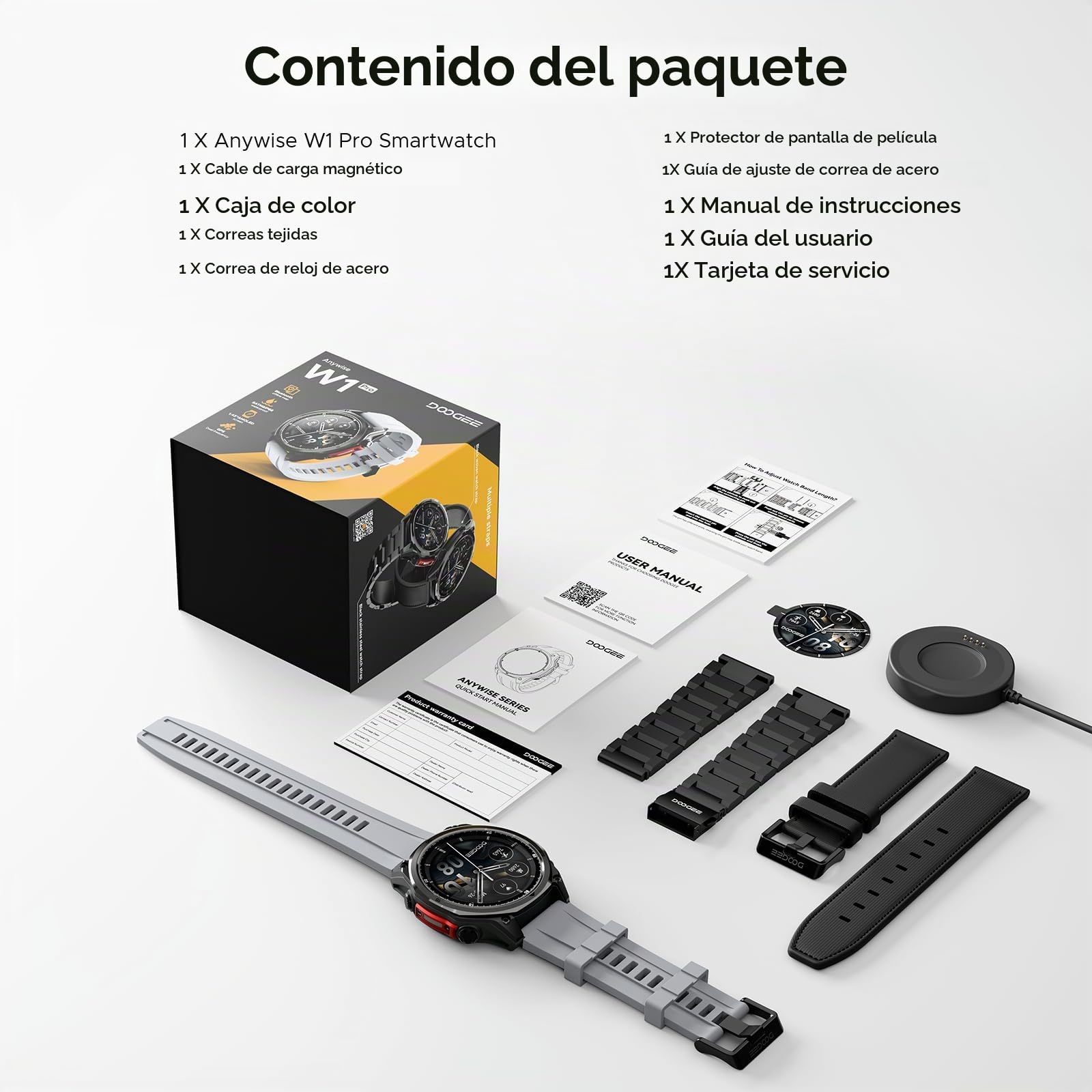 Anywise W1 Pro Reloj inteligente Mujer Hombre,GPS De Doble Frecuencia Con Mapas Sin Conexión Smartwatch Para Android e iOS,5ATM Waterproof 1,43''AMOLED,170+ Sports Modes/12 Days Battery/3 Strap