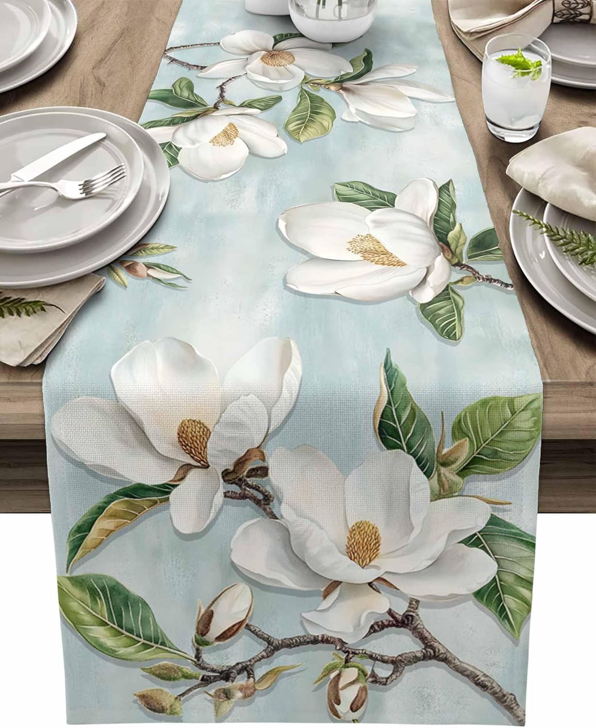 Table Runner, 4th of July Patriotic Independence Day Blue Star Red Stripe Cotton Linen Table Runners for Dinner, Party, Wedding, Catering Events, Holiday, Farmhouse, Dresser Scarves Decor 13x120 inch